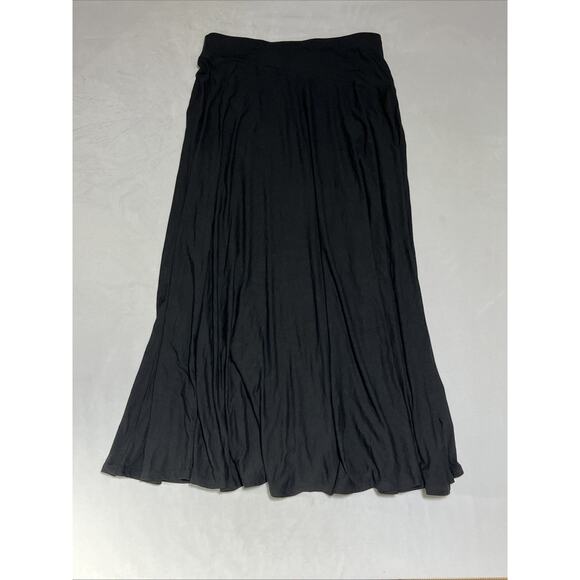 Madewell Jersey Asymmetrical Seam Midi Skirt Size Large Black Pull On Stretch - Picture 1 of 7
